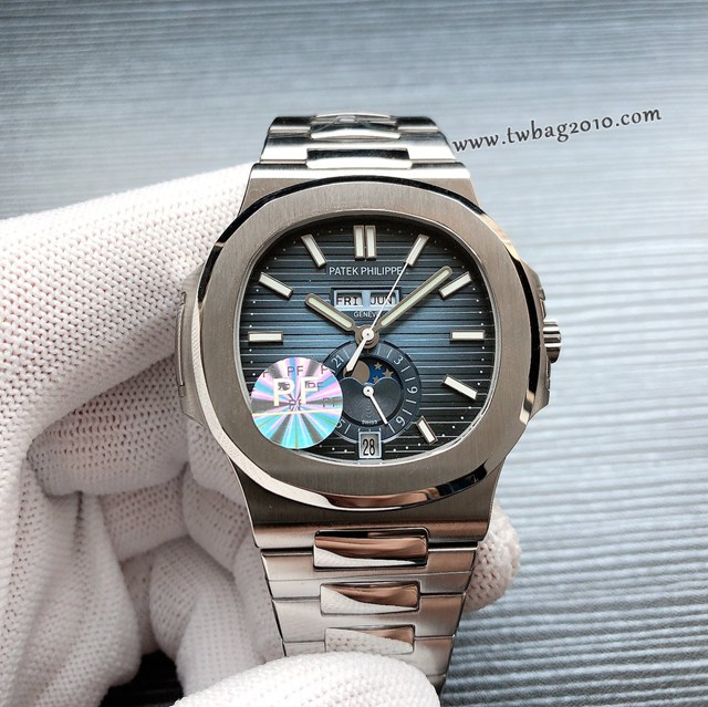 百達翡麗高端男士手錶 PATEK PHILPPE運動優雅5726/1A-010 R40鸚鵡螺年曆月相腕表  gjs2268